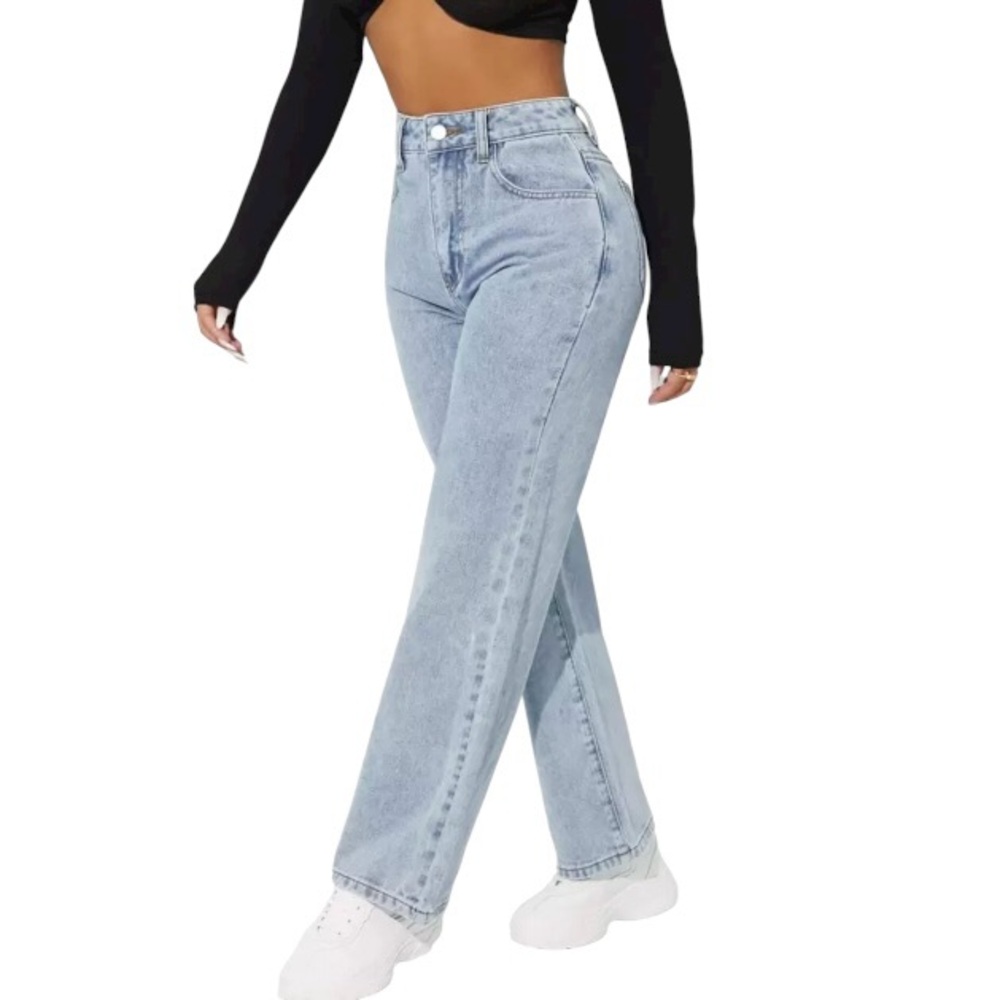 SHEIN Women’s Small High Waisted Straight Leg Denim Jeans 27” X 30.5”
